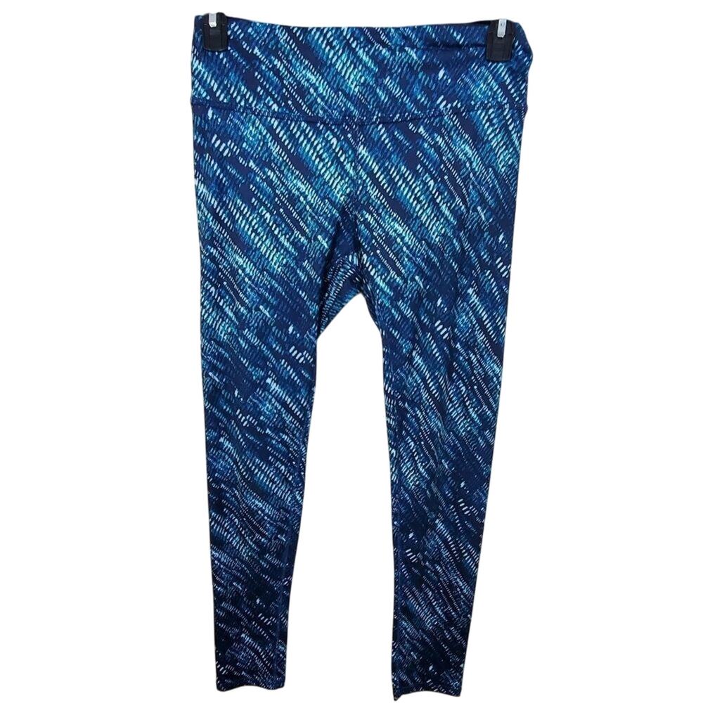 RBX Womens Blue Teal Abstract Digital‎ Print High Rise Active Leggings Size M